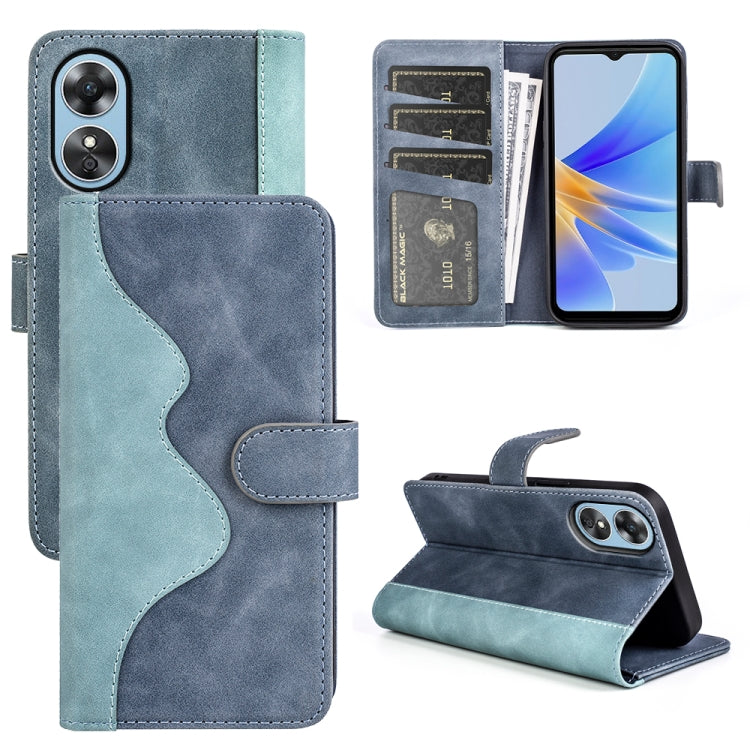 For OPPO A17 Stitching Horizontal Flip Leather Phone Case