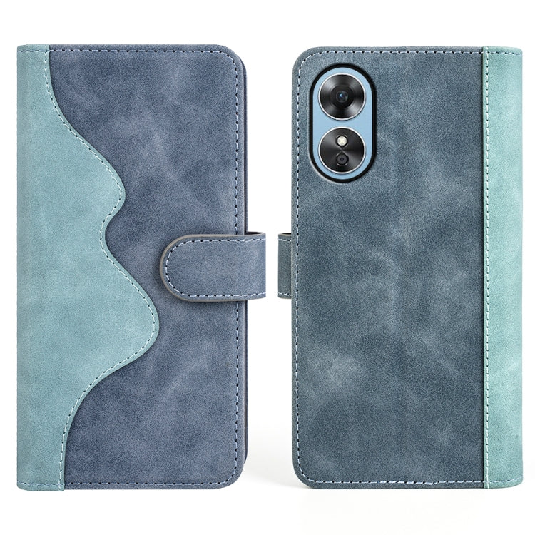 For OPPO A17 Stitching Horizontal Flip Leather Phone Case