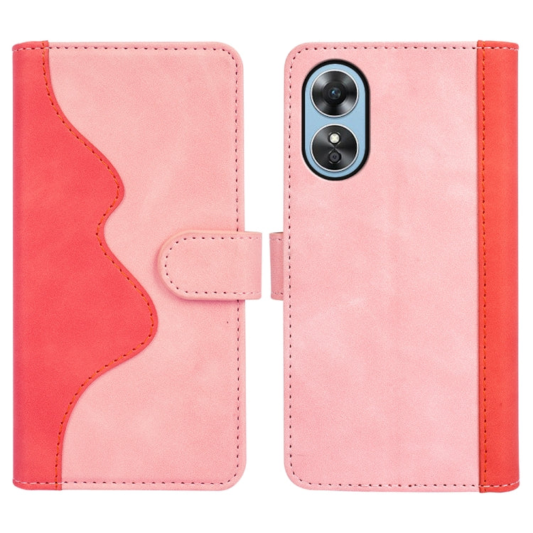 For OPPO A17 Stitching Horizontal Flip Leather Phone Case