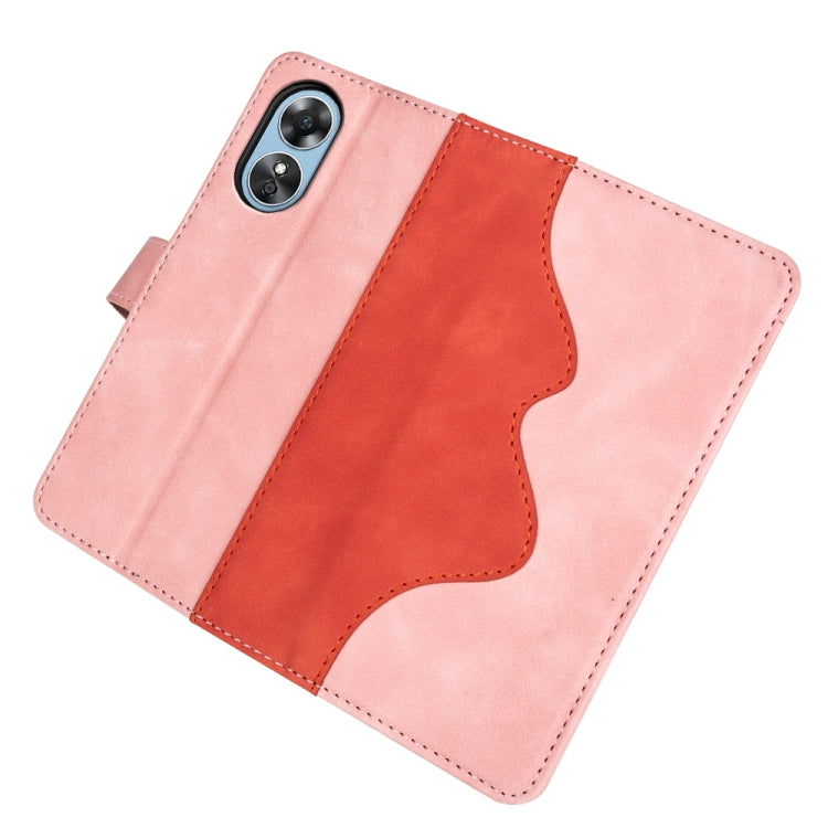 For OPPO A17 Stitching Horizontal Flip Leather Phone Case