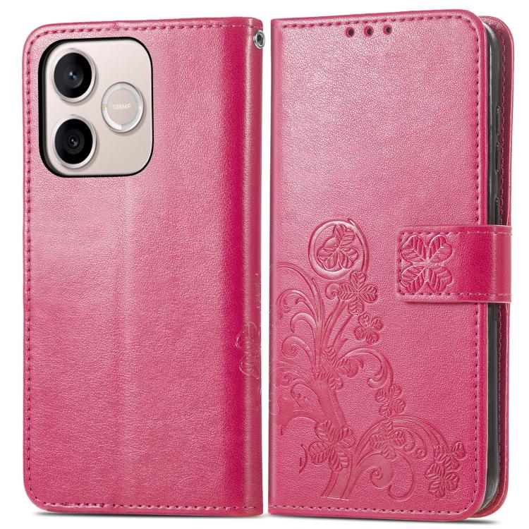 For Honor 600 Lite Global Four-leaf Clasp Embossed Leather Phone Case