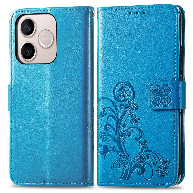 For Honor 600 Lite Global Four-leaf Clasp Embossed Leather Phone Case