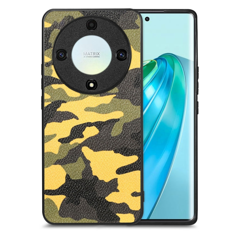 For Honor X9A Camouflage Leather Back Cover Phone Case