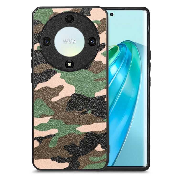 For Honor X9A Camouflage Leather Back Cover Phone Case