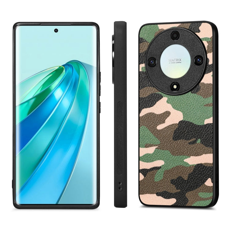 For Honor X9A Camouflage Leather Back Cover Phone Case