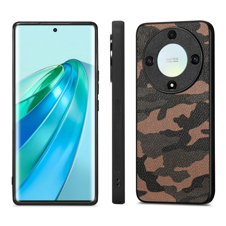 For Honor X9A Camouflage Leather Back Cover Phone Case