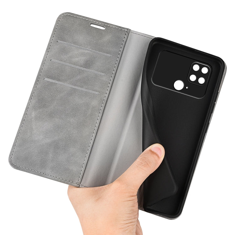 For Xiaomi Poco C40 Retro-skin Magnetic Suction Leather Phone Case