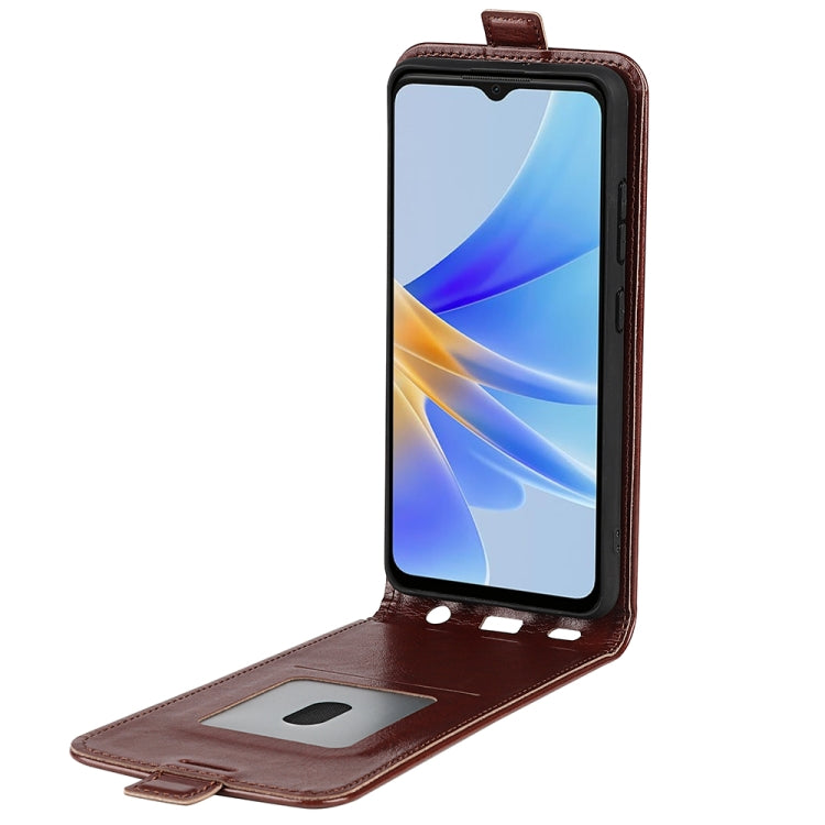 For OPPO A17 R64 Texture Vertical Flip Leather Phone Case