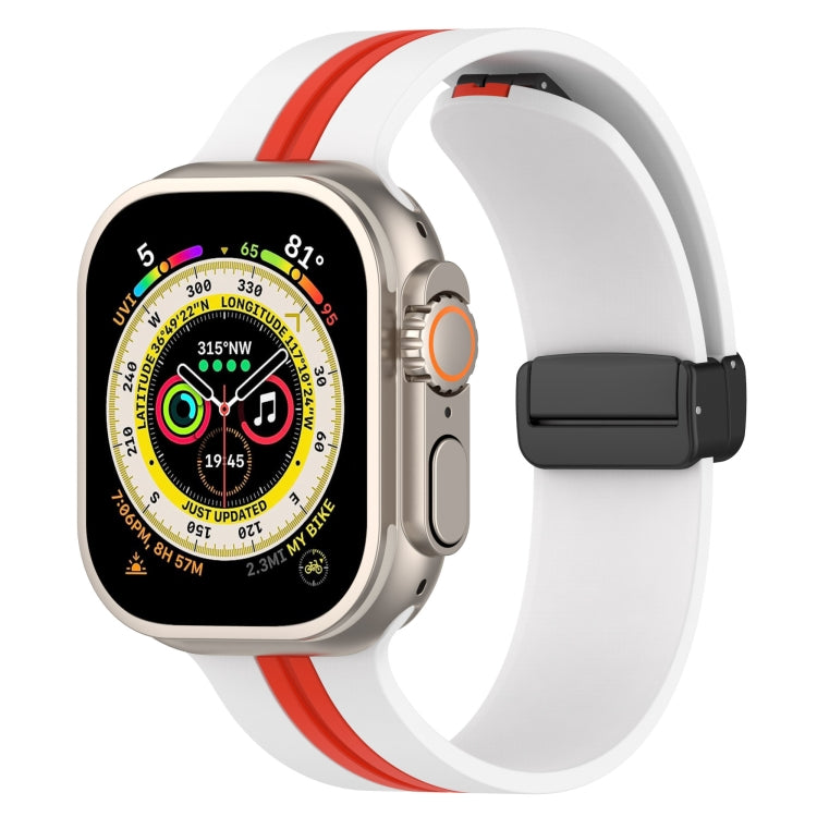 Magnetic Clasp Two-Color Silicone Watch Band For Apple Watch Ultra 49mm