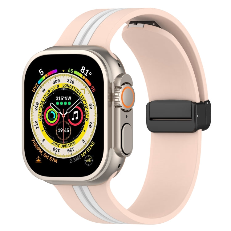Magnetic Clasp Two-Color Silicone Watch Band For Apple Watch Ultra 49mm