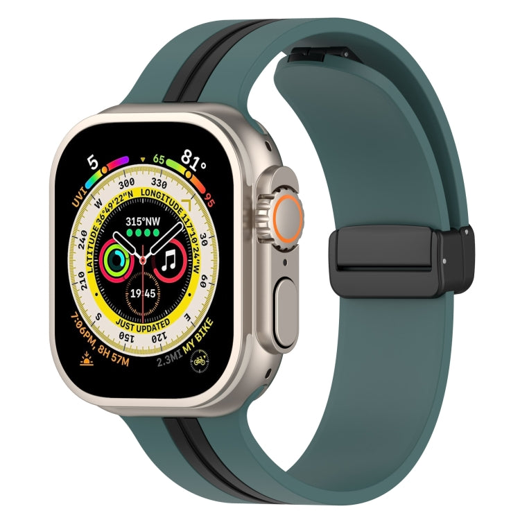 Magnetic Clasp Two-Color Silicone Watch Band For Apple Watch Ultra 49mm
