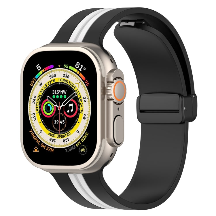 Magnetic Clasp Two-Color Silicone Watch Band For Apple Watch Ultra 49mm