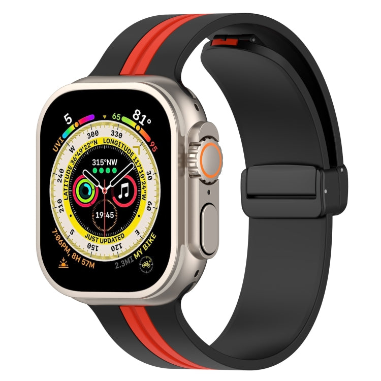 Magnetic Clasp Two-Color Silicone Watch Band For Apple Watch Ultra 49mm