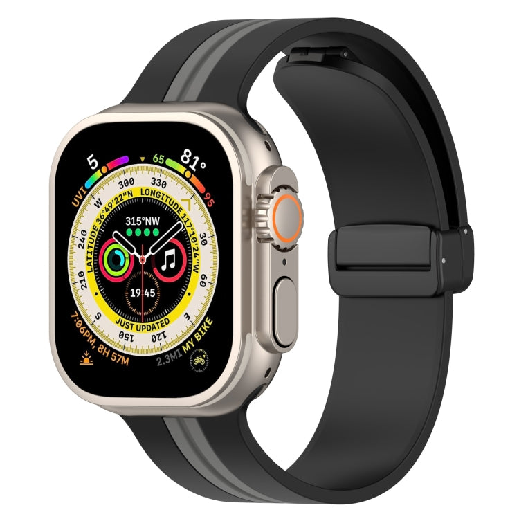 Magnetic Clasp Two-Color Silicone Watch Band For Apple Watch Ultra 49mm