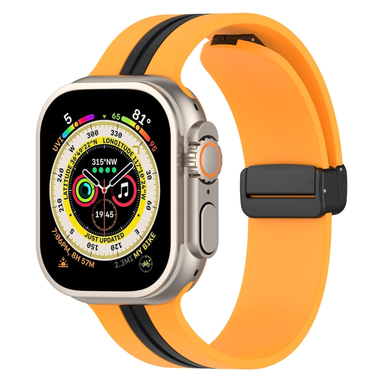 Magnetic Clasp Two-Color Silicone Watch Band For Apple Watch Ultra 49mm