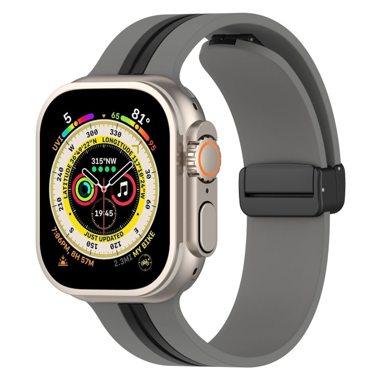 Magnetic Clasp Two-Color Silicone Watch Band For Apple Watch Ultra 49mm