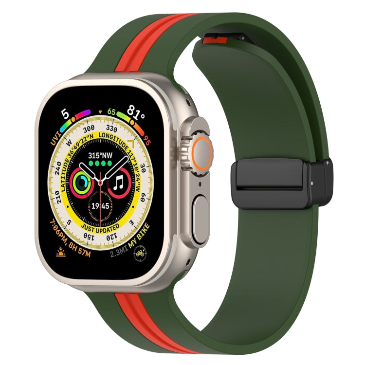 Magnetic Clasp Two-Color Silicone Watch Band For Apple Watch Ultra 49mm