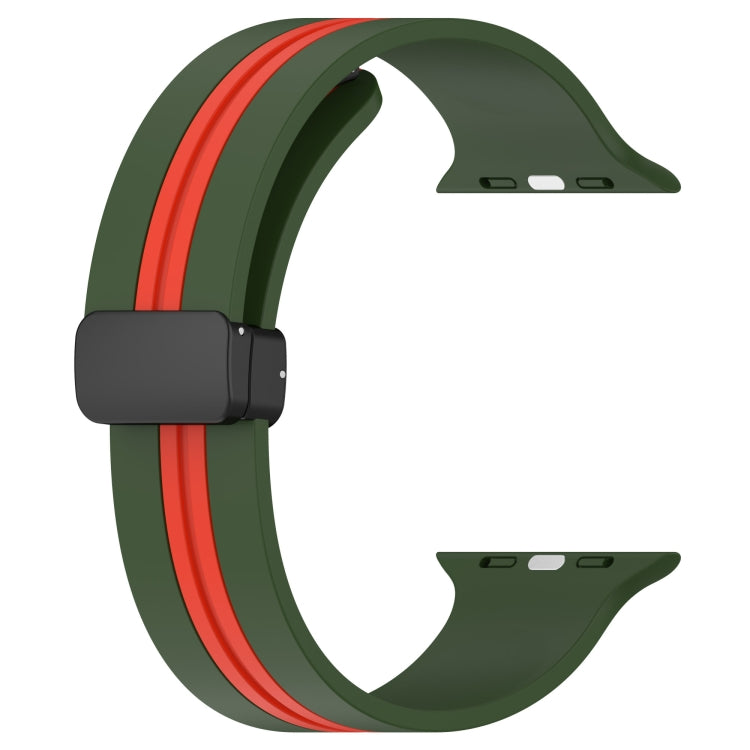 Magnetic Clasp Two-Color Silicone Watch Band For Apple Watch Ultra 49mm