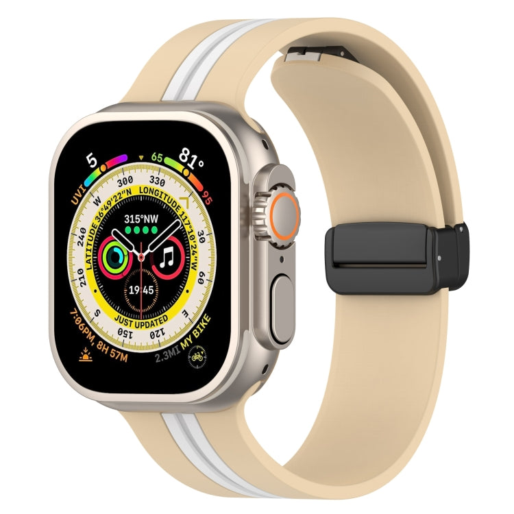 Magnetic Clasp Two-Color Silicone Watch Band For Apple Watch Ultra 49mm