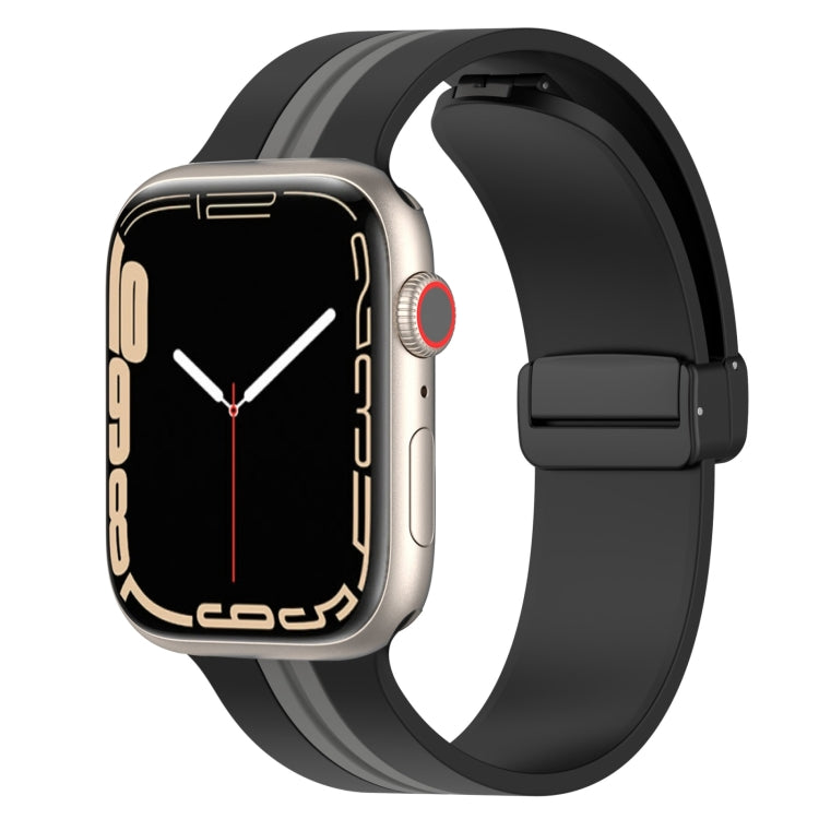 Magnetic Clasp Two-Color Silicone Watch Band For Apple Watch Series 8&7 45mm / SE 2&6&SE&5&4 44mm / 3&2&1 42mm