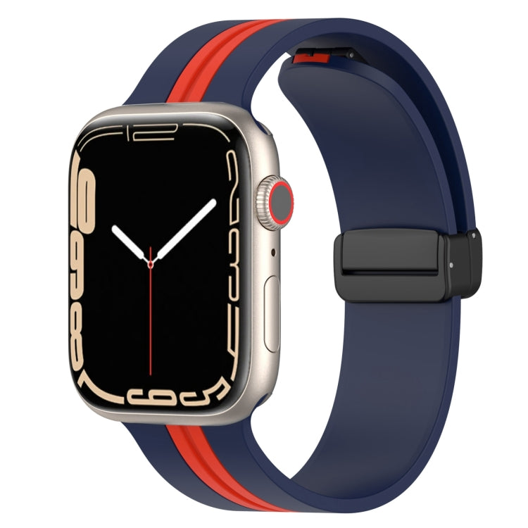 Magnetic Clasp Two-Color Silicone Watch Band For Apple Watch Series 8&7 45mm / SE 2&6&SE&5&4 44mm / 3&2&1 42mm