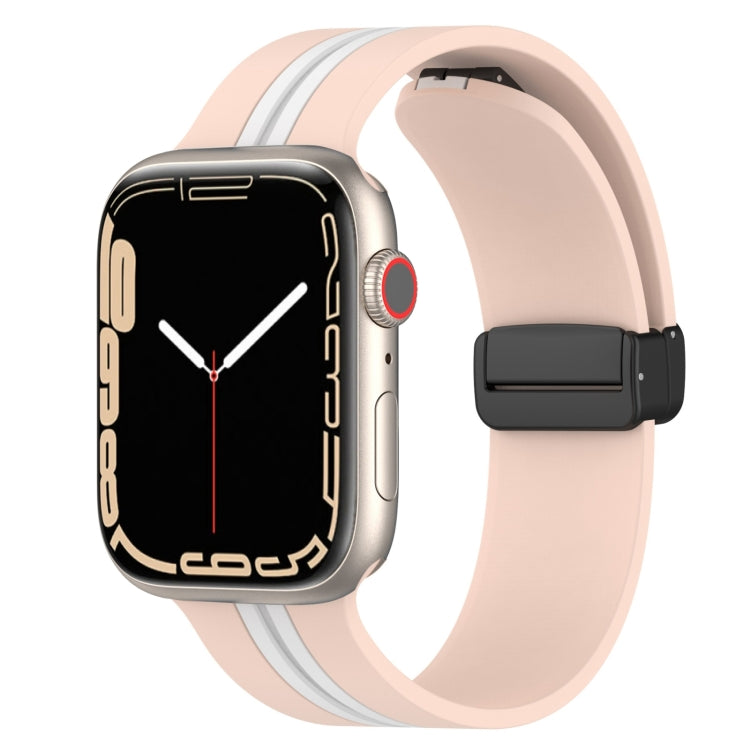 Magnetic Clasp Two-Color Silicone Watch Band For Apple Watch Series 9&8&7 41mm / SE 3&SE 2&6&SE&5&4 40mm / 3&2&1 38mm