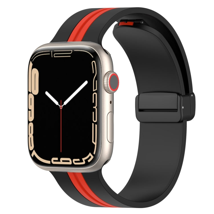Magnetic Clasp Two-Color Silicone Watch Band For Apple Watch Series 9&8&7 41mm / SE 3&SE 2&6&SE&5&4 40mm / 3&2&1 38mm