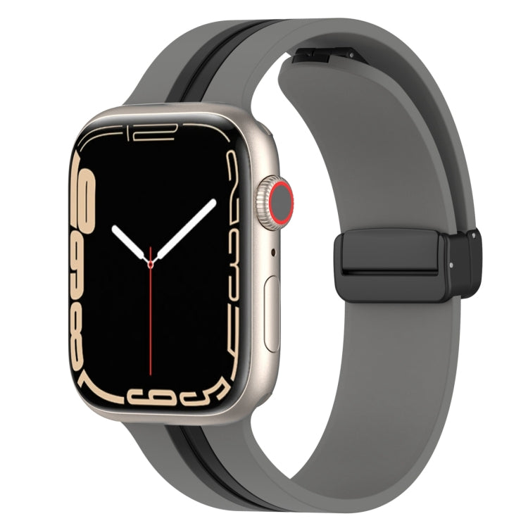 Magnetic Clasp Two-Color Silicone Watch Band For Apple Watch Series 9&8&7 41mm / SE 3&SE 2&6&SE&5&4 40mm / 3&2&1 38mm
