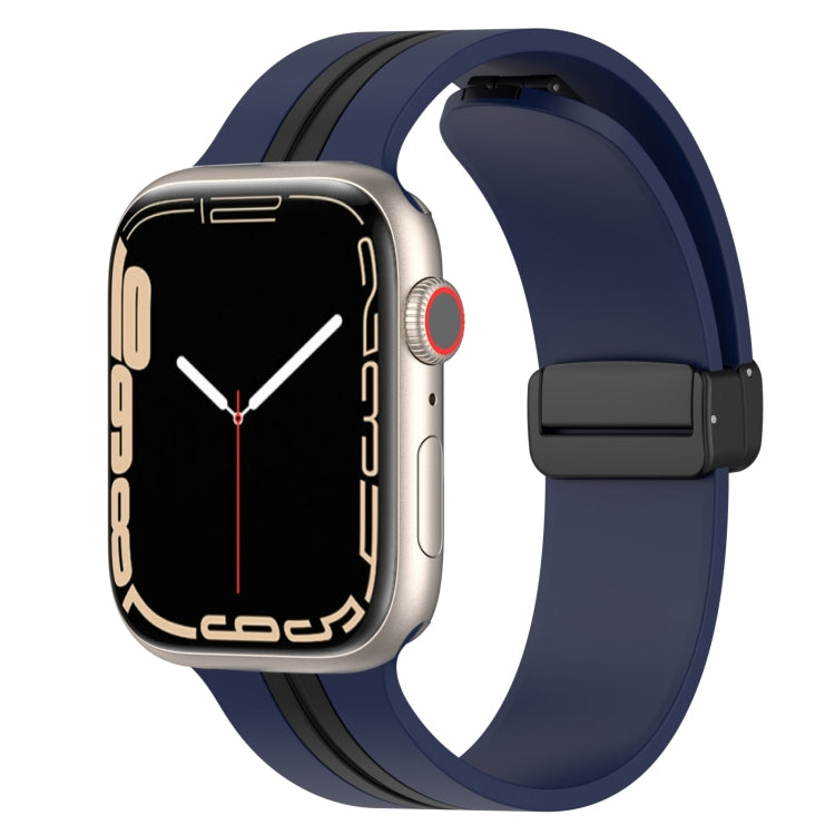 Magnetic Clasp Two-Color Silicone Watch Band For Apple Watch Series 9&8&7 41mm / SE 3&SE 2&6&SE&5&4 40mm / 3&2&1 38mm