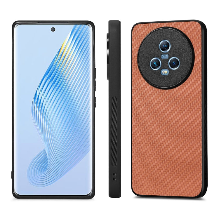 For Honor Magic5 Carbon Fiber Texture Leather Back Cover Phone Case