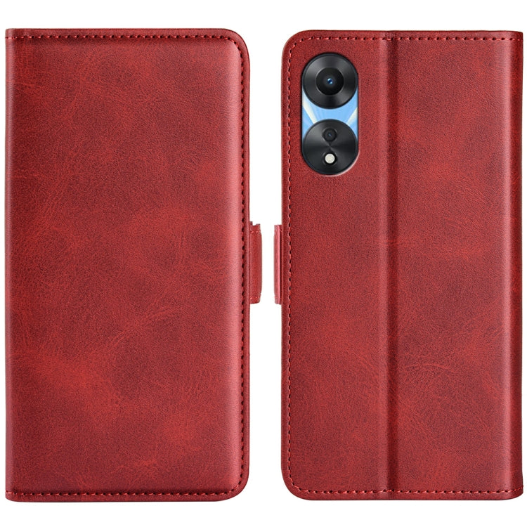 For OPPO A58 Dual-side Magnetic Buckle Horizontal Flip Leather Phone Case