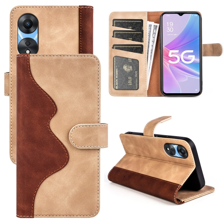 For OPPO A58 Stitching Horizontal Flip Leather Phone Case