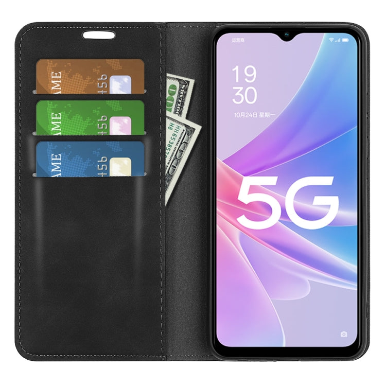 For OPPO A58 Retro-skin Magnetic Suction Leather Phone Case