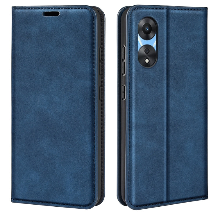For OPPO A58 Retro-skin Magnetic Suction Leather Phone Case