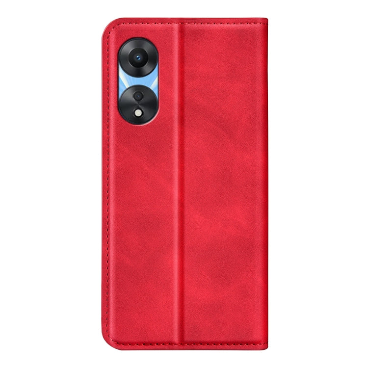 For OPPO A58 Retro-skin Magnetic Suction Leather Phone Case