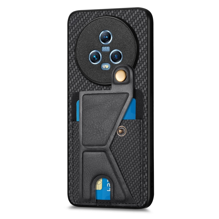 For Honor Magic5 Carbon Fiber Wallet Flip Card K-shaped Holder Phone Case