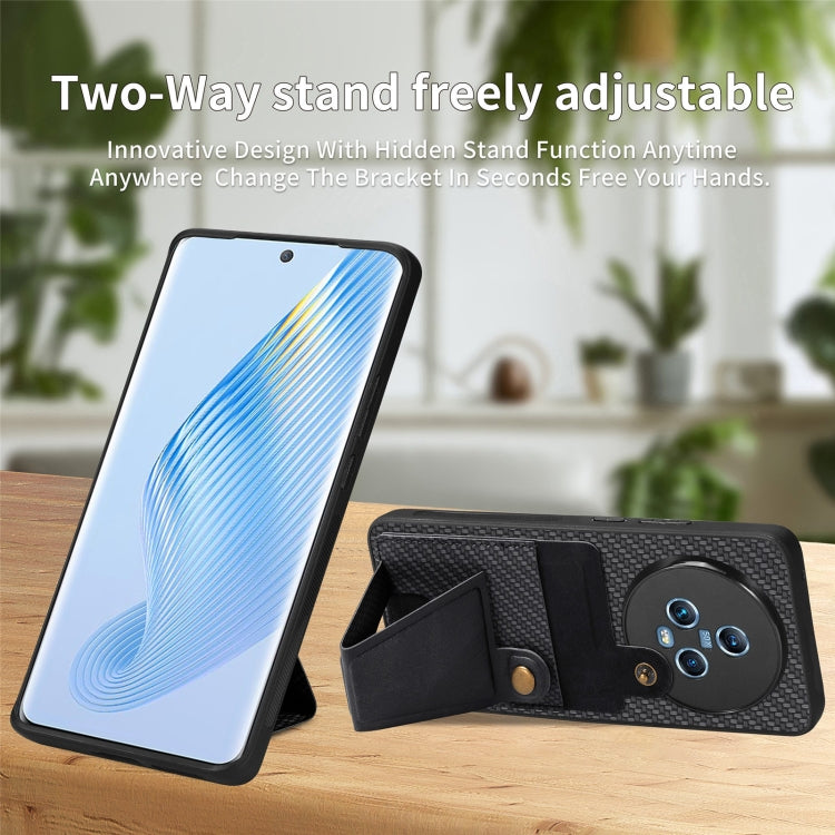 For Honor Magic5 Carbon Fiber Wallet Flip Card K-shaped Holder Phone Case