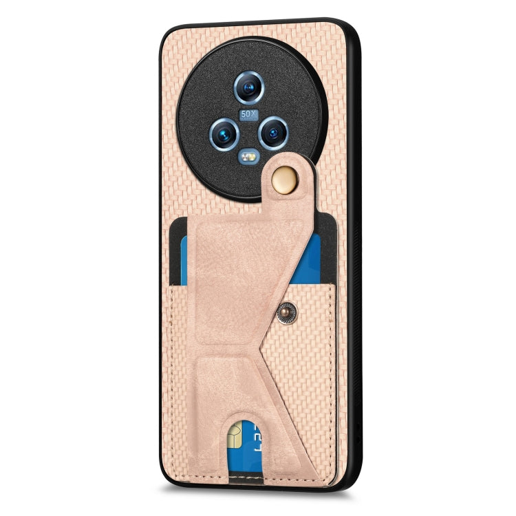 For Honor Magic5 Carbon Fiber Wallet Flip Card K-shaped Holder Phone Case