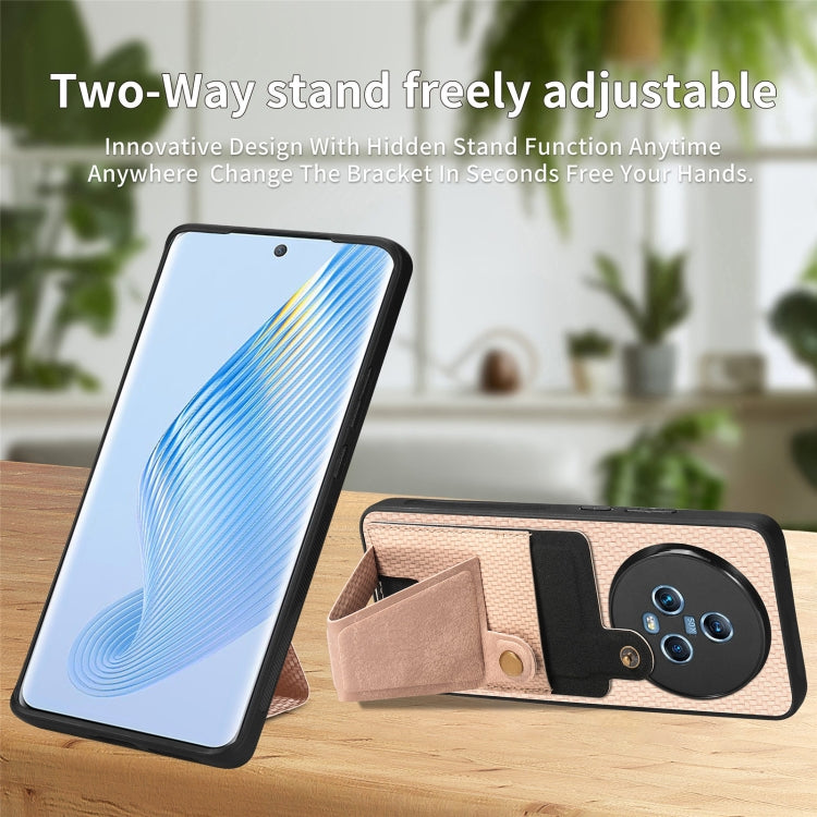 For Honor Magic5 Carbon Fiber Wallet Flip Card K-shaped Holder Phone Case