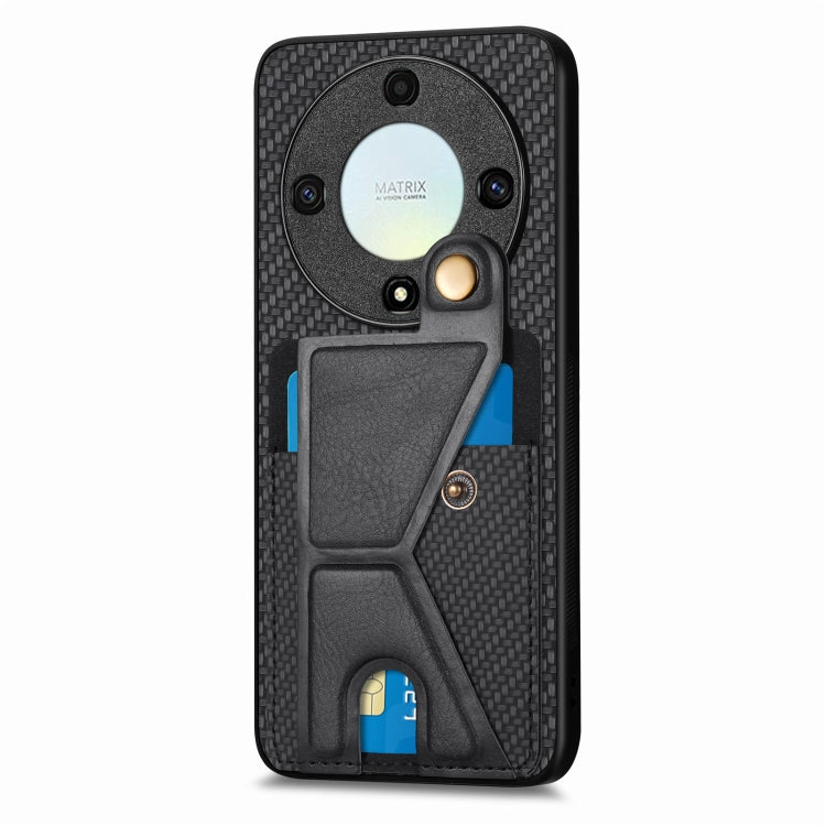 For Honor X9A Carbon Fiber Wallet Flip Card K-shaped Holder Phone Case