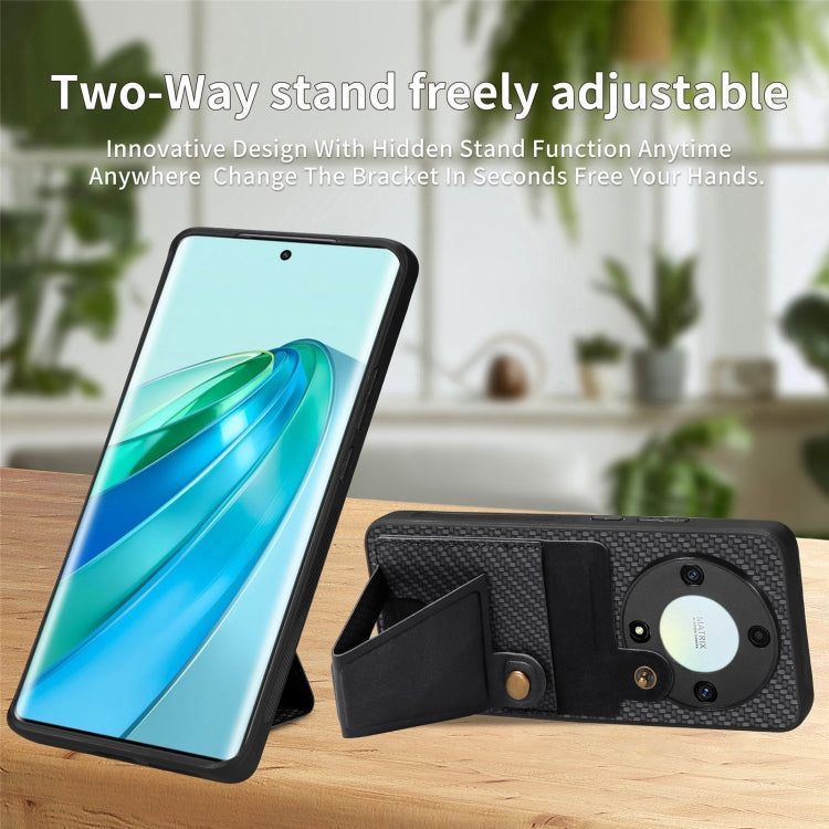 For Honor X9A Carbon Fiber Wallet Flip Card K-shaped Holder Phone Case