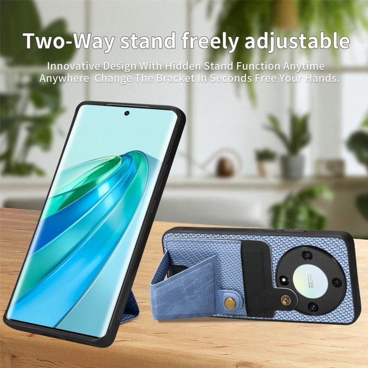 For Honor X9A Carbon Fiber Wallet Flip Card K-shaped Holder Phone Case