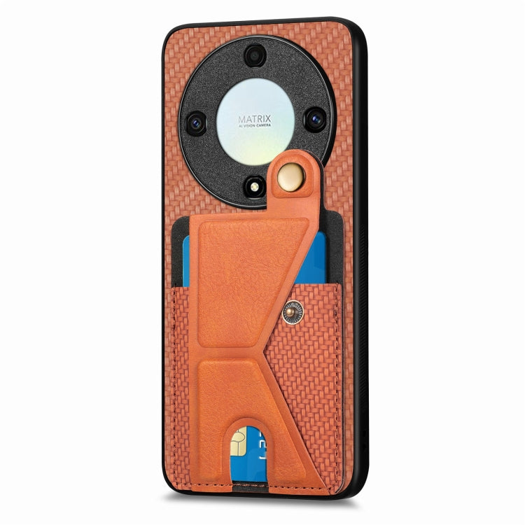 For Honor X9A Carbon Fiber Wallet Flip Card K-shaped Holder Phone Case
