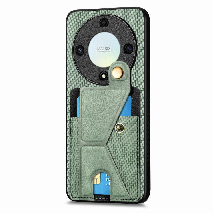 For Honor X9A Carbon Fiber Wallet Flip Card K-shaped Holder Phone Case