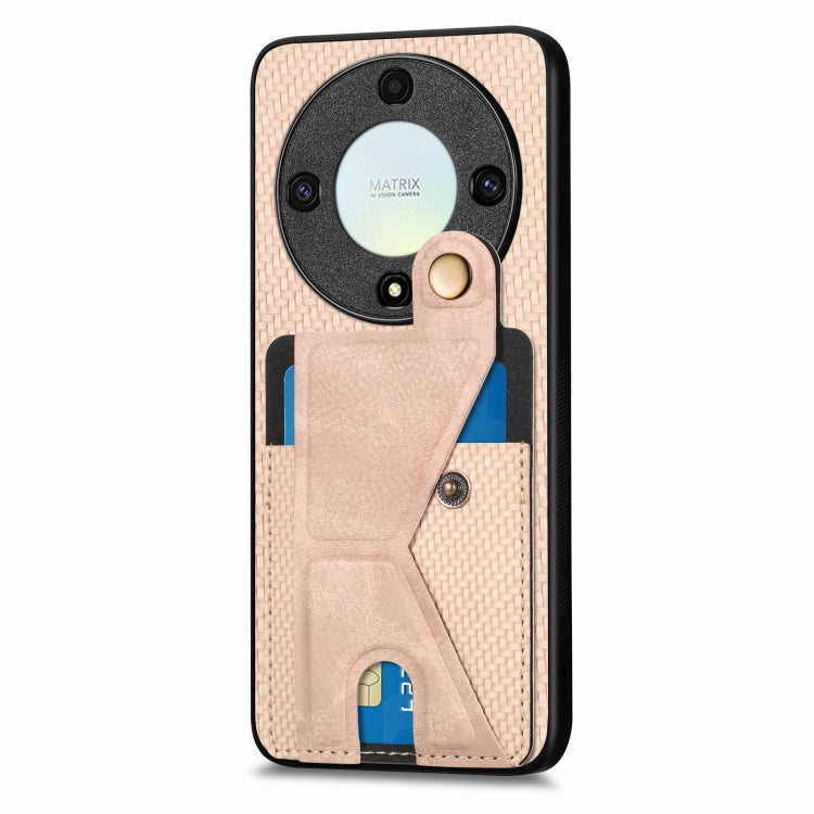 For Honor X9A Carbon Fiber Wallet Flip Card K-shaped Holder Phone Case