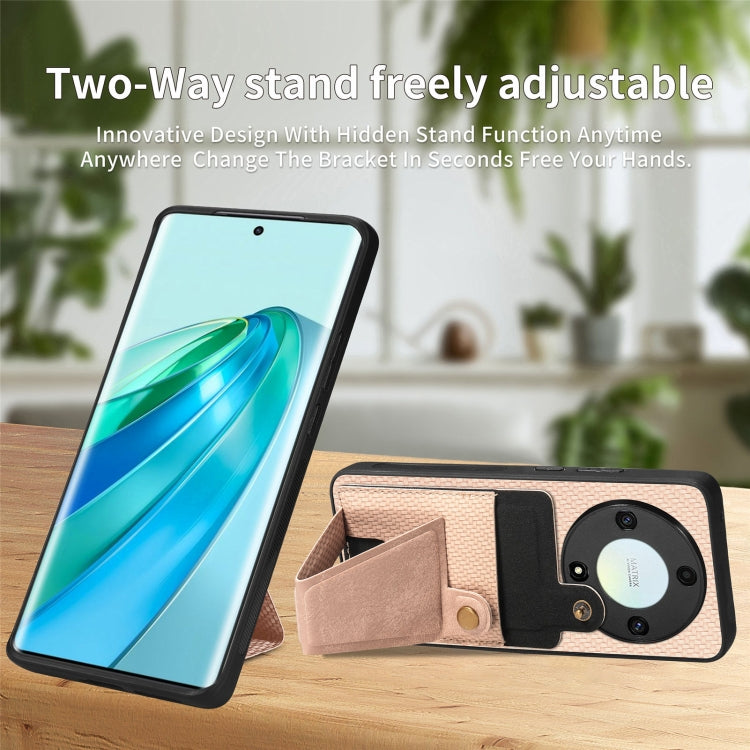 For Honor X9A Carbon Fiber Wallet Flip Card K-shaped Holder Phone Case