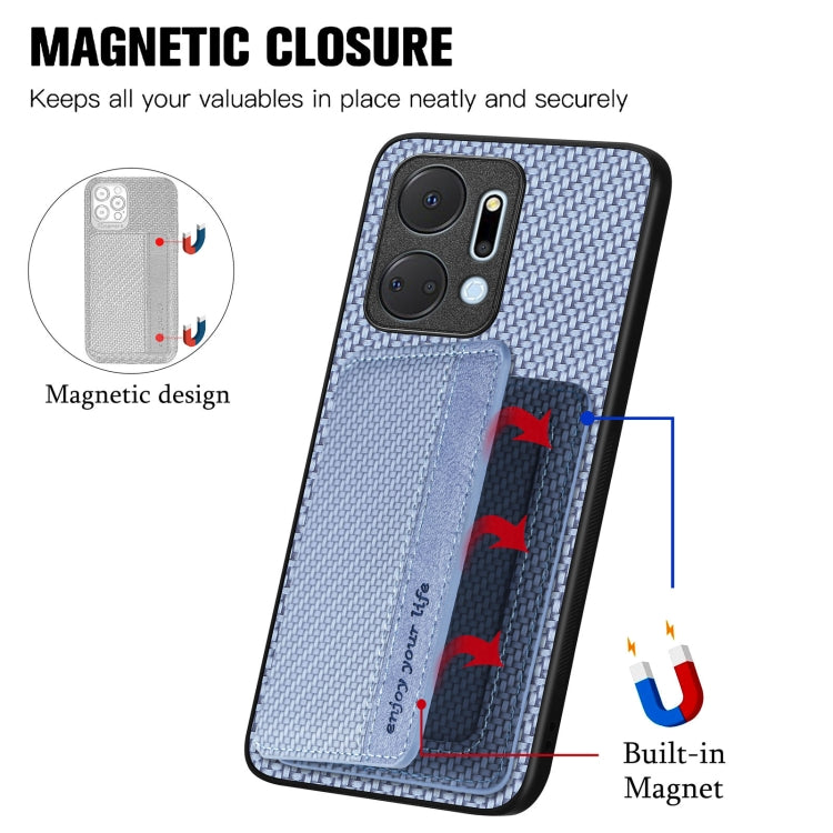 For Honor X7A Carbon Fiber Magnetic Card Wallet Bag Phone Case