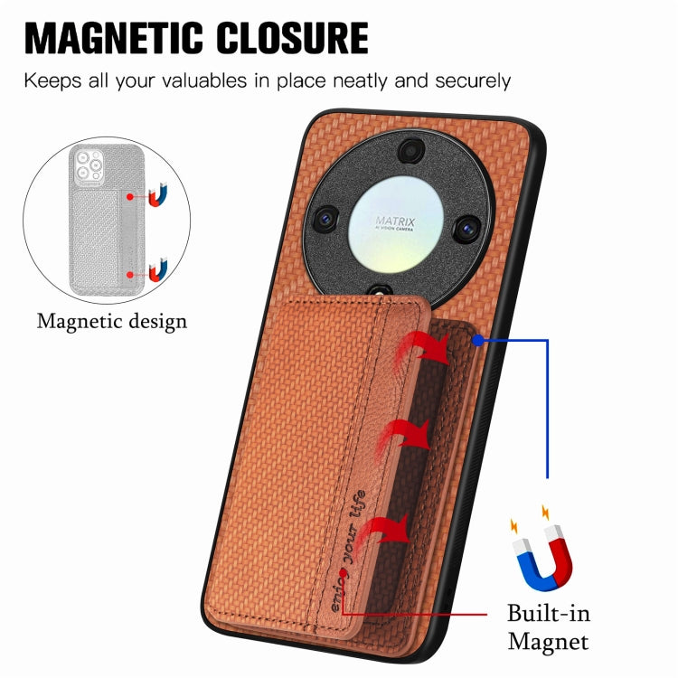 For Honor X9A Carbon Fiber Magnetic Card Wallet Bag Phone Case