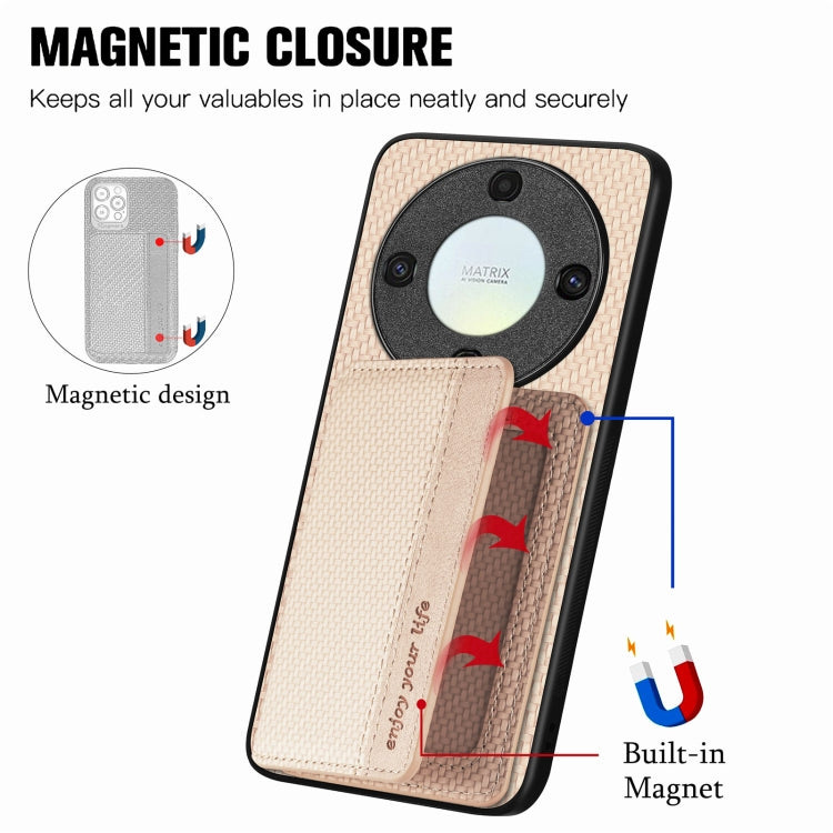 For Honor X9A Carbon Fiber Magnetic Card Wallet Bag Phone Case