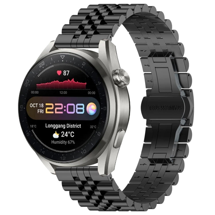 For Huawei Watch3 Pro New Five Bull Half Round Stainless Steel Watch Band + Strap Removal Tool
